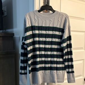 SO Cable Knit Sweater - Gray and Dark Green